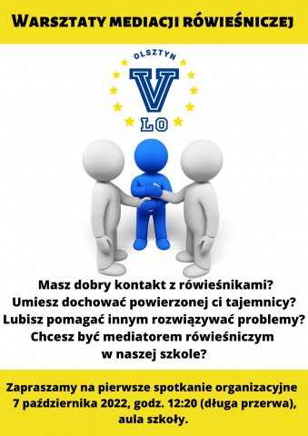 Plakat mediacje rówieśnicze w V LO